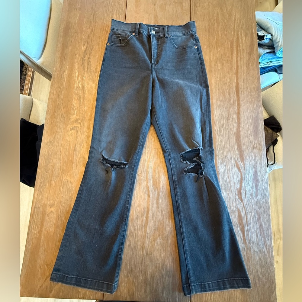 Express Black Distressed 90s Boot High Rise Jeans